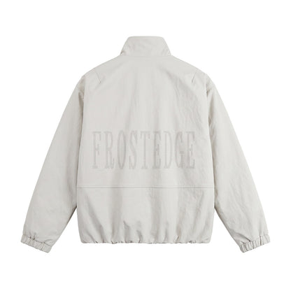 Men's short-cut minimalist boxy blouson with stand collar and press stud placket EVA-US