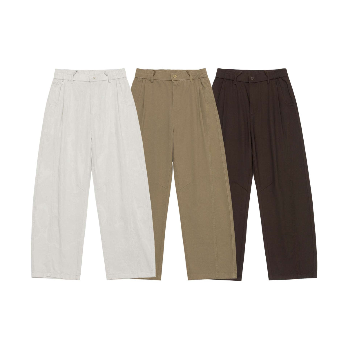 Women High-waisted Culotte Cargo Pants with distinctive seams and elastic back waistband EVA-US
