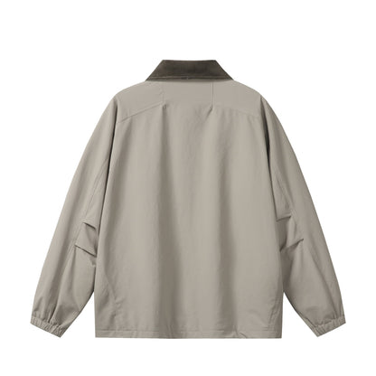 Unisex Short Cut Boxy Blouson with Cord Collar, Zipper and Utility Flap Pockets EVA-US
