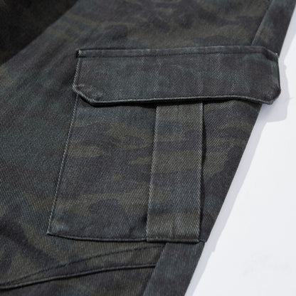 Women High-Cut Cropped Cargo Pants in Utility Style with Large Flap Pockets EVA-US