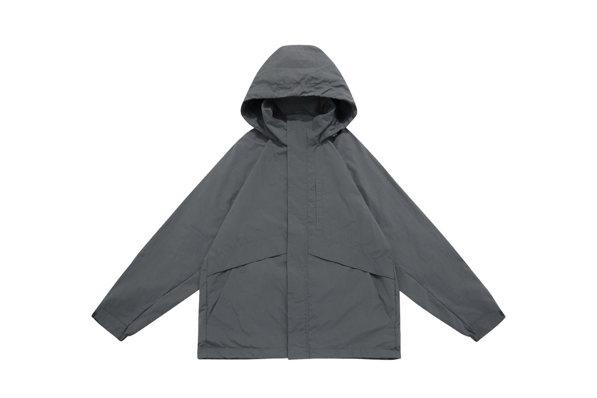 Unisex Wide water-repellent hooded parka with concealed zipper placket and flap pockets EVA-US