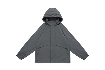 Unisex Wide water-repellent hooded parka with concealed zipper placket and flap pockets EVA-US