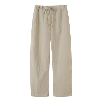 Women's high-waisted loose linen-look pants with drawstring waistband EVA-US