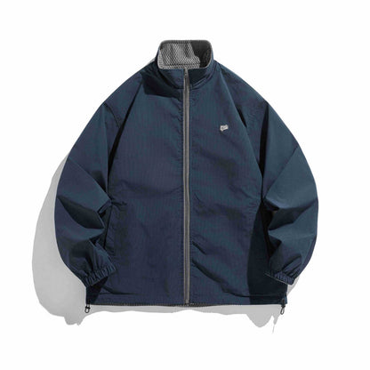 Unisex structure fleece jacket with high stand-up collar, zip pockets and drawstring hem EVA-US