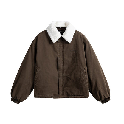 Men's short-cut canvas blouson with teddy collar and padded thermal lining EVA-US