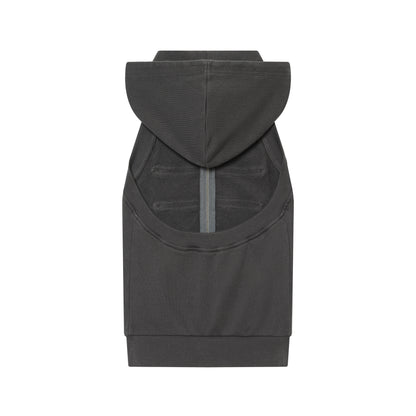 Women’s Sleeveless Hooded Vest with Decorative Button Plackets and Two-Way Zipper EVA-US