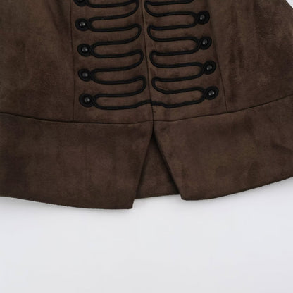 Women's Tailored Vest with Marshal Decoration and Stand-Up Collar EVA-US