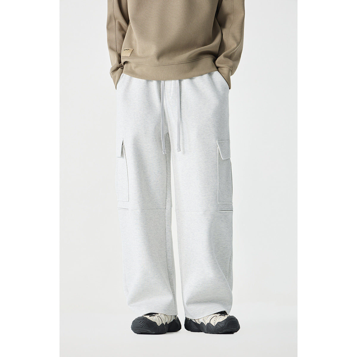 Ladies Wide Cargo Jogging Pants made of French Terry with elastic waistband and patch flap pockets EVA-US