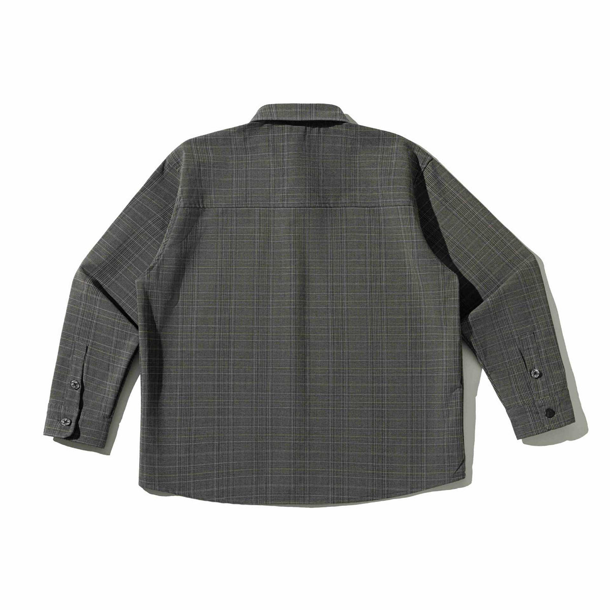 Men's Boxy Glencheck Shirt Jacket with Extended Hem and Patch Chest Pocket EVA-US