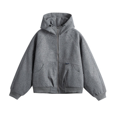 Unisex Oversize Hooded Sweatshirt made of Wool Blend with Zipper and Kangaroo Pockets EVA-US