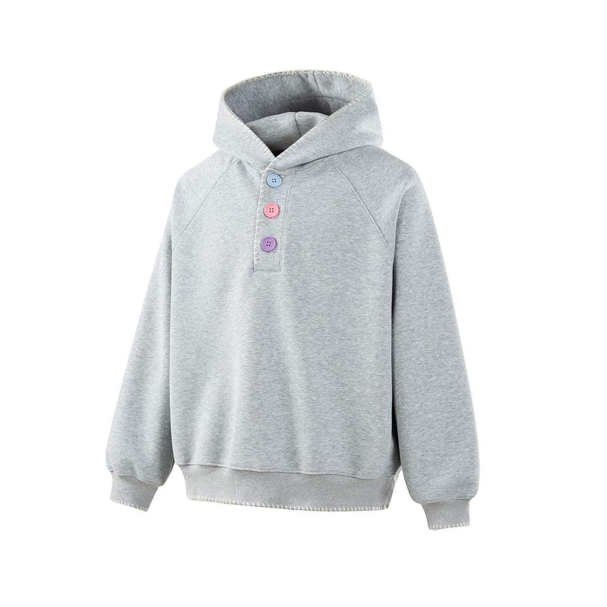 Women's hoodie with half-button placket, decorative saddle seam, and oversized cut EVA-US