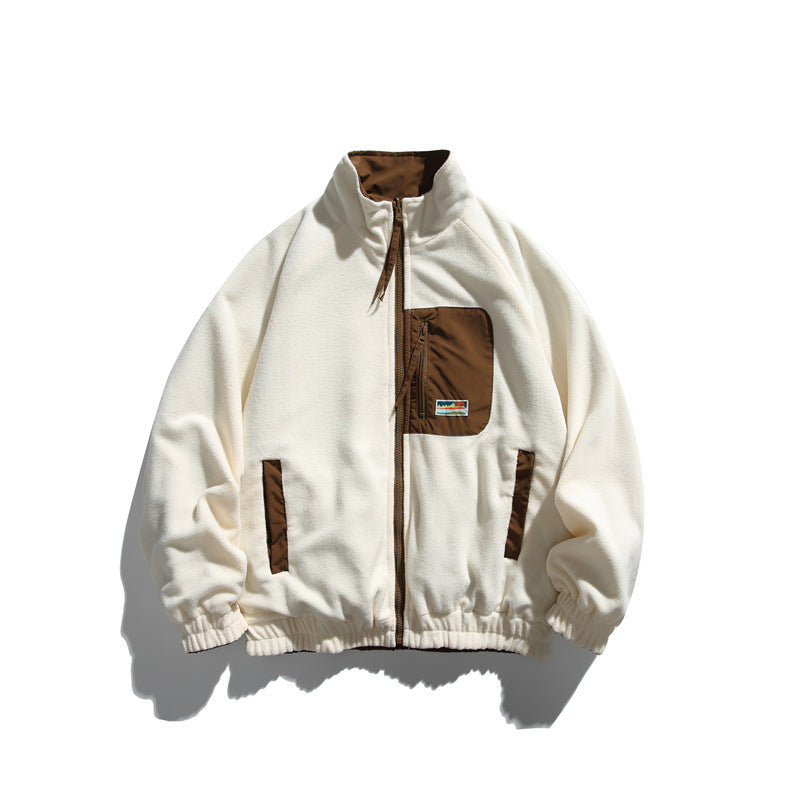 Unisex Light Boxy Windbreaker with High Collar and Contrasting Lining EVA-US