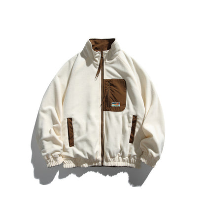 Unisex Light Boxy Windbreaker with High Collar and Contrasting Lining EVA-US