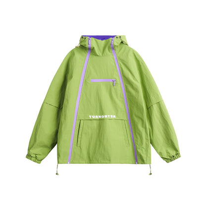 Unisex Technical Oversize Anorak with Hood, Zipper Details and Kangaroo Pocket EVA-US