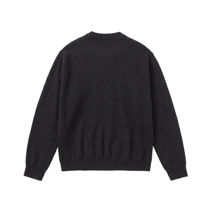Men's Fine Round Neck Sweatshirt made of Terry Fleece with Ribbed Hem