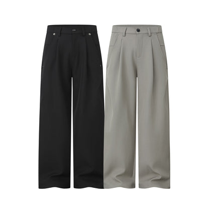 Women's Wide Pleat Trousers with High Waist and Wide Leg EVA-US