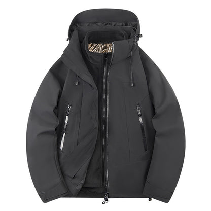 Unisex Softshell Outdoor Jacket with continuous fleece lining, adjustable hood, and water-repellent membrane EVA-US