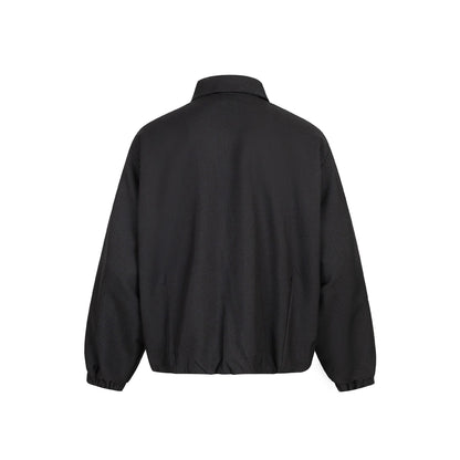 Unisex Boxy-Short Jacket with Shirt Collar, Two-Way Metal Zipper, and Elastic Hem EVA-US