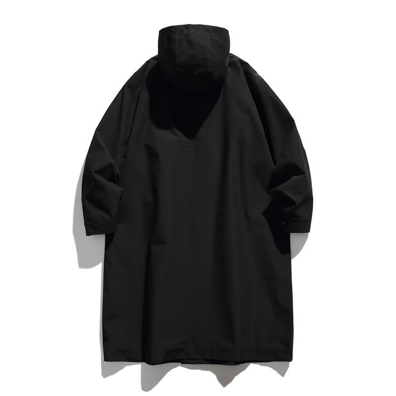 Unisex Longer waterproof oversized coat with hood and patch pockets EVA-US