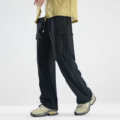 Men's Wide Tech Cargo Pants with Utility Pockets and Adjustable Waist EVA-US