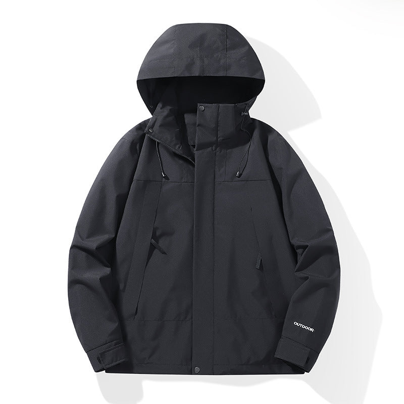 Men's Weatherproof Shell Parka with Adjustable Hood and Concealed Zippers EVA-US