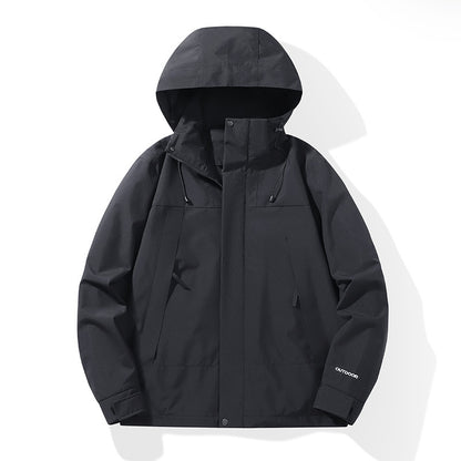Men's Weatherproof Shell Parka with Adjustable Hood and Concealed Zippers EVA-US