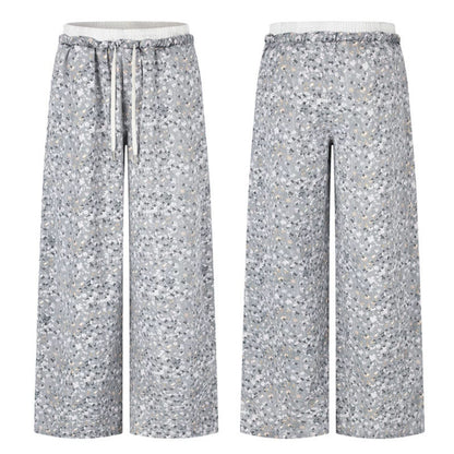 Ladies Palazzo Glitter Pants with Elastic Waistband and Drawstring EVA-US