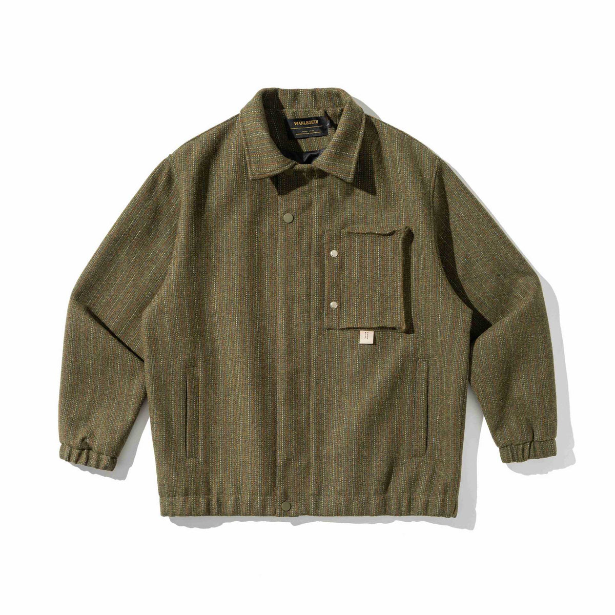 Unisex Structured Overshirt Blouson made of woven wool blend with button front EVA-US