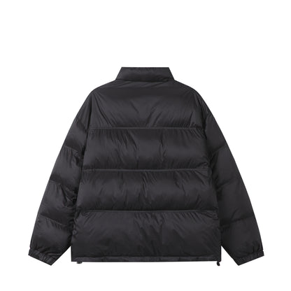 Unisex Short padded oversized jacket with high standing collar and logo print EVA-US