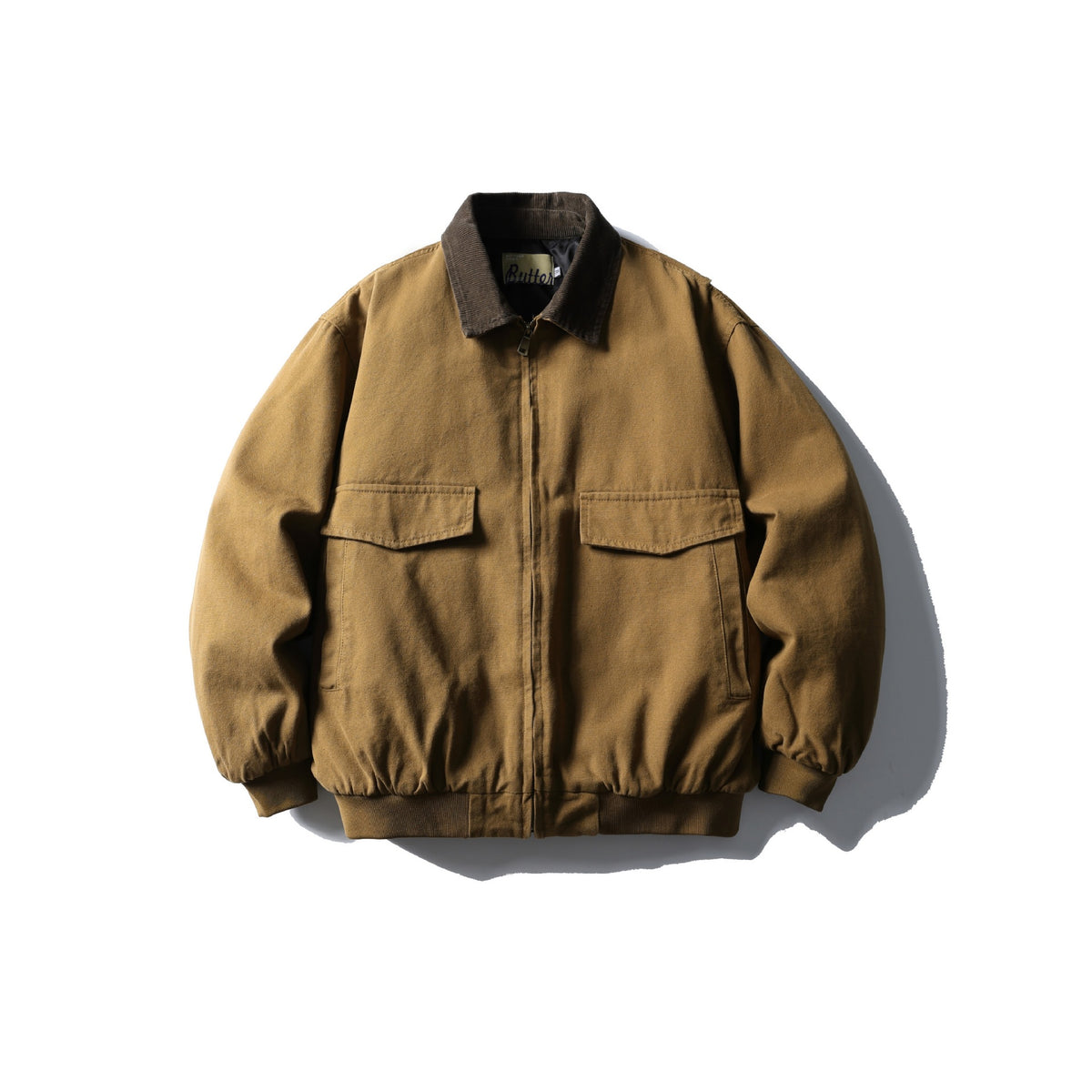 Men's Robust Canvas Jacket with Cord Collar and Utility Pockets EVA-US