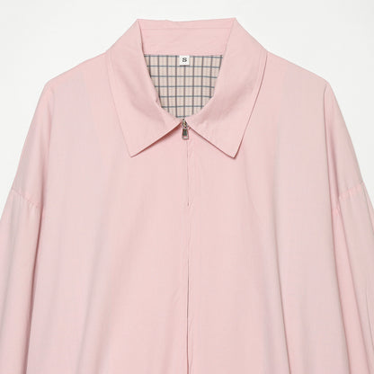 Women's Cropped Bomber Jacket with Shirt Collar, Elastic Hem and Checked Lining EVA-US