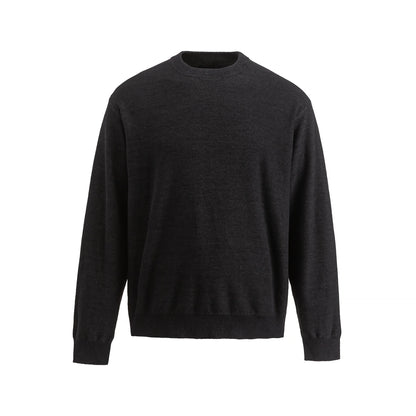 Men's Fine Round Neck Sweatshirt made of Terry Fleece with Ribbed Hem