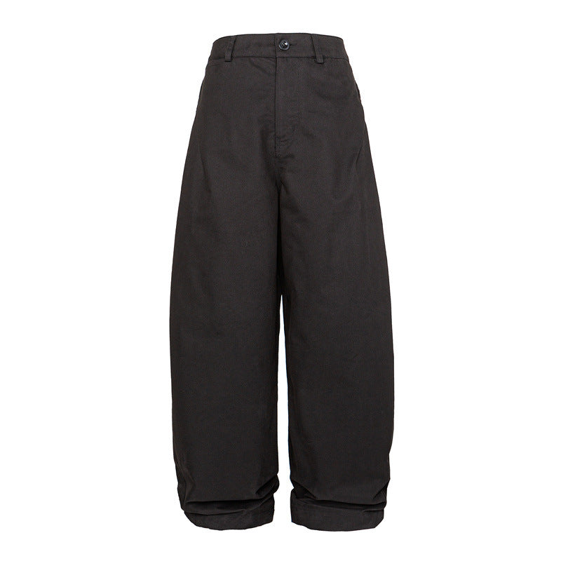 Women High Waist Wide Leg Culotte Pants made of heavy cotton blend with folded waistband EVA-US