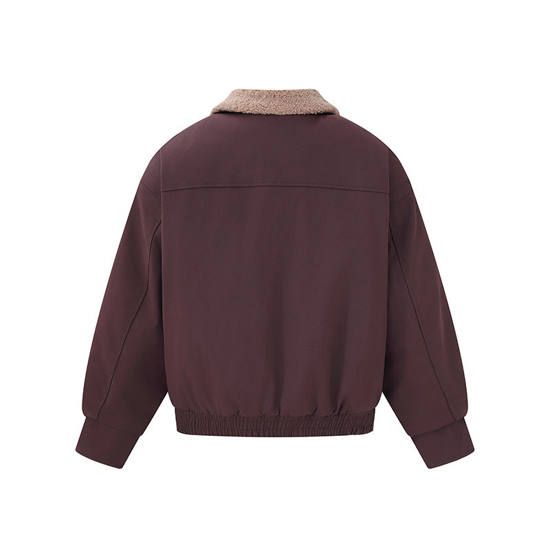Women's short-cut boxy blouson with teddy collar and shoulder tabs EVA-US