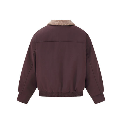 Women's short-cut boxy blouson with teddy collar and shoulder tabs EVA-US