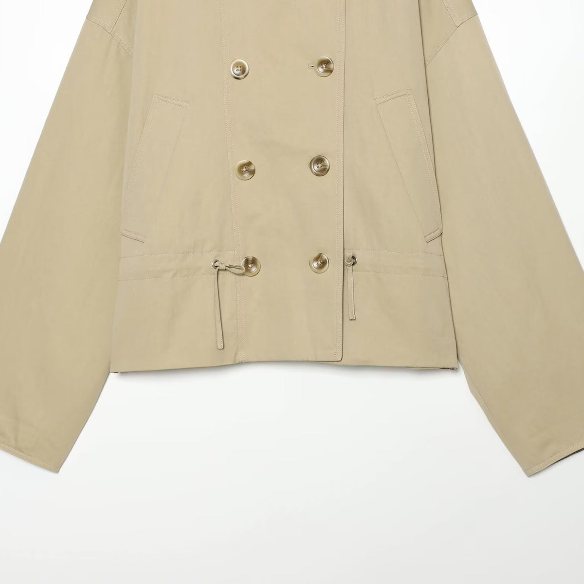 Women's short parka with funnel collar, double-breasted closure, and adjustable drawstring EVA-US