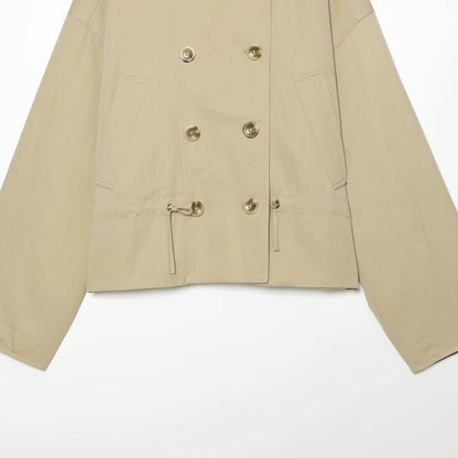Women's short parka with funnel collar, double-breasted closure, and adjustable drawstring EVA-US
