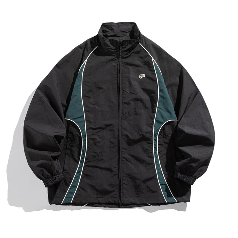 Unisex Lightweight Boxy Track Jacket with Contrast Piping EVA-US