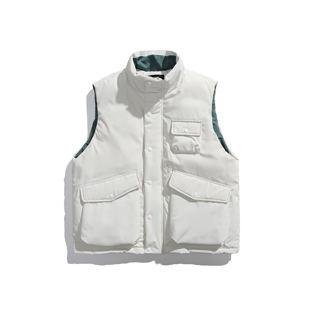 Unisex Padded Utility Vest with High Stand-Up Collar and Flap Pockets EVA-US