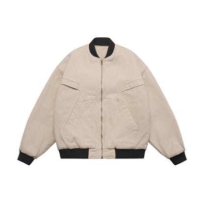 Unisex Lightly quilted oversized bomber jacket with ribbed collar and diagonally inserted pockets EVA-US