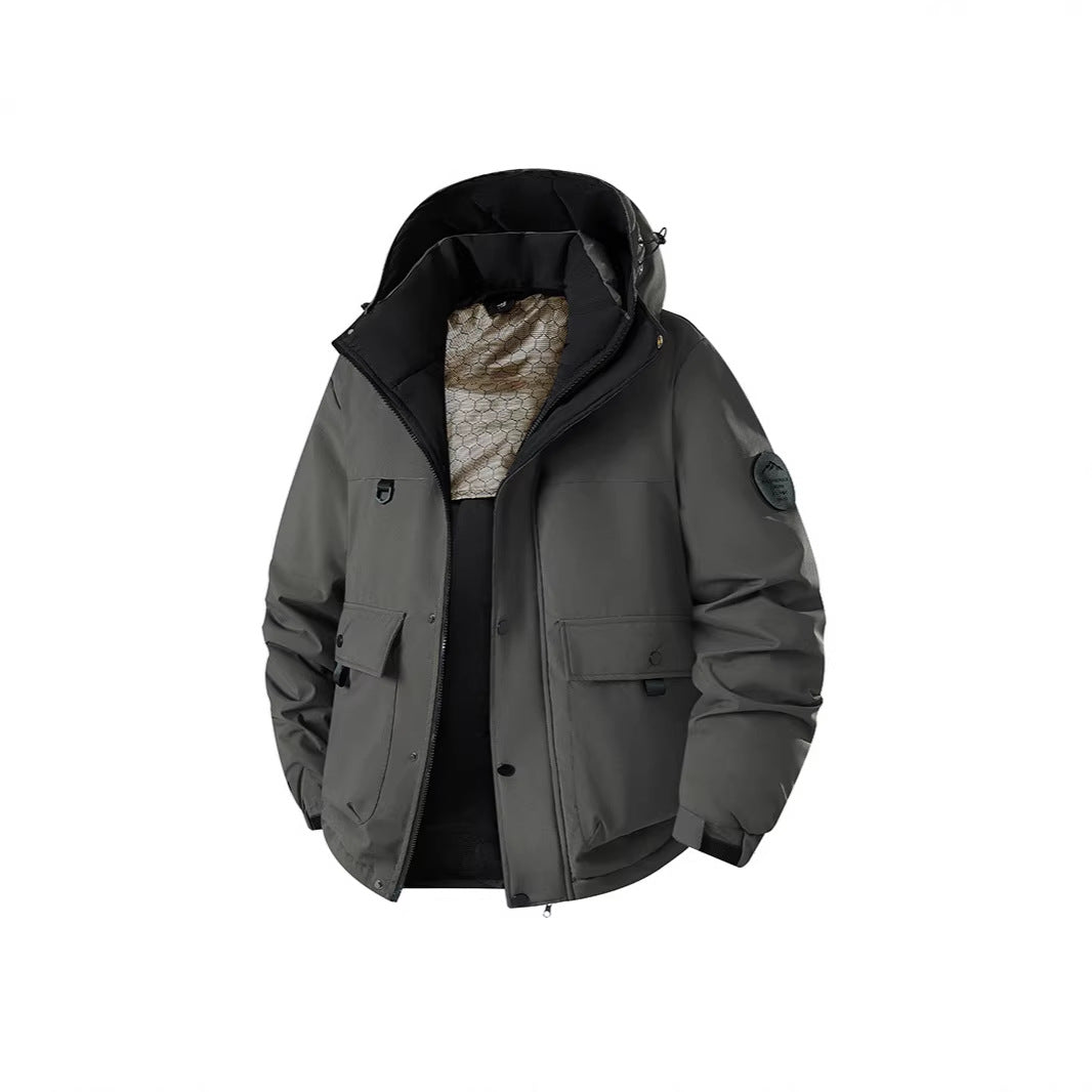 Men's Insulated Urban Parka with Stand-up Collar and Concealed Hood EVA-US