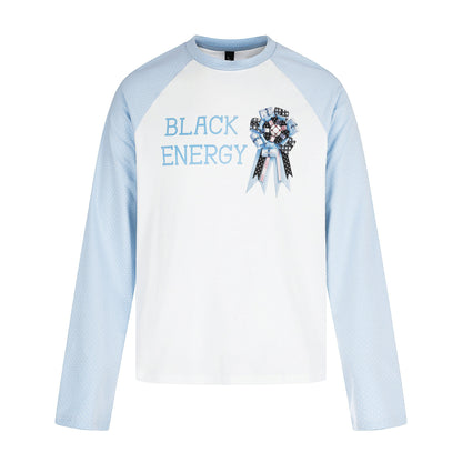 Women's long sleeve shirt with raglan sleeves, decorative bow print and soft cotton blend EVA-US