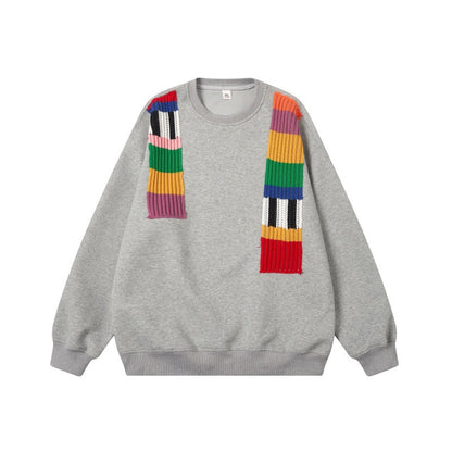 Unisex Oversize Sweatshirt with knit applications and round neck EVA-US
