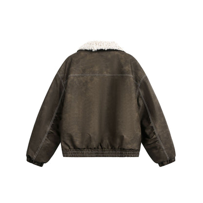 Men's Boxy Suede-Look Blouson with Teddy Lining and High Collar EVA-US