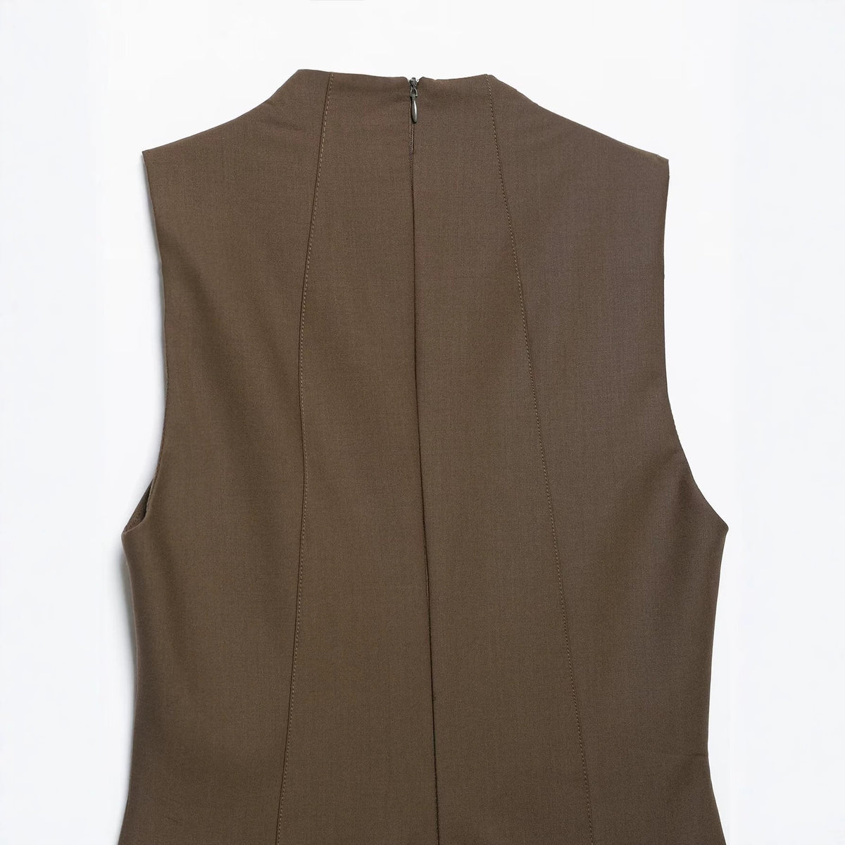 Women’s Sleeveless Pinafore Dress with Double-Breasted Button Placket and Tailored Fit EVA-US