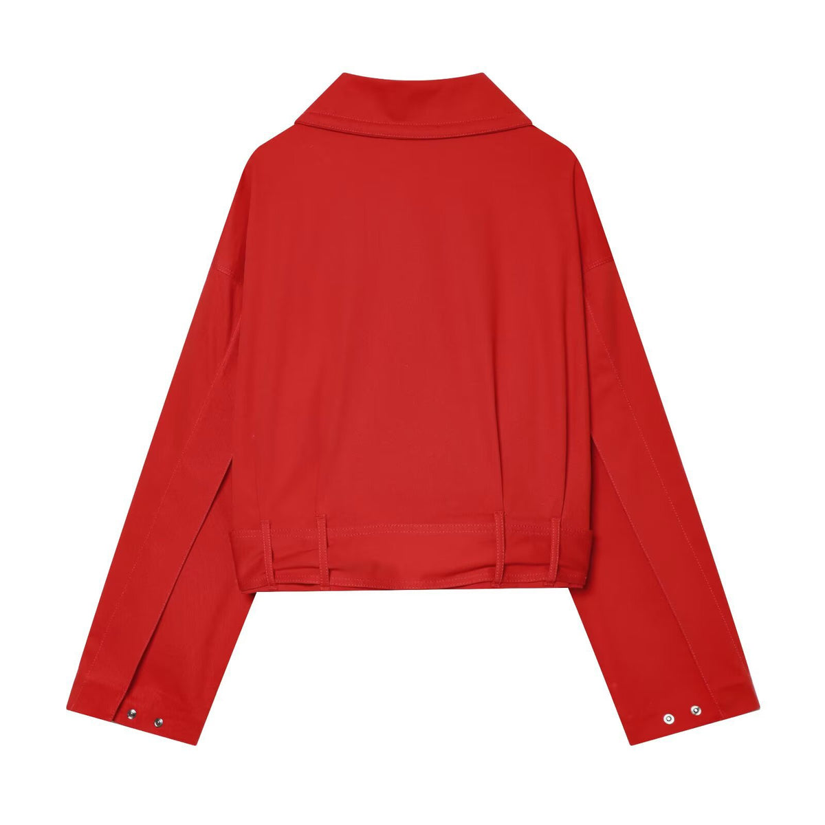 Women's Cropped Trench Coat with Waist Tie Belt and Boxy Silhouette EVA-US