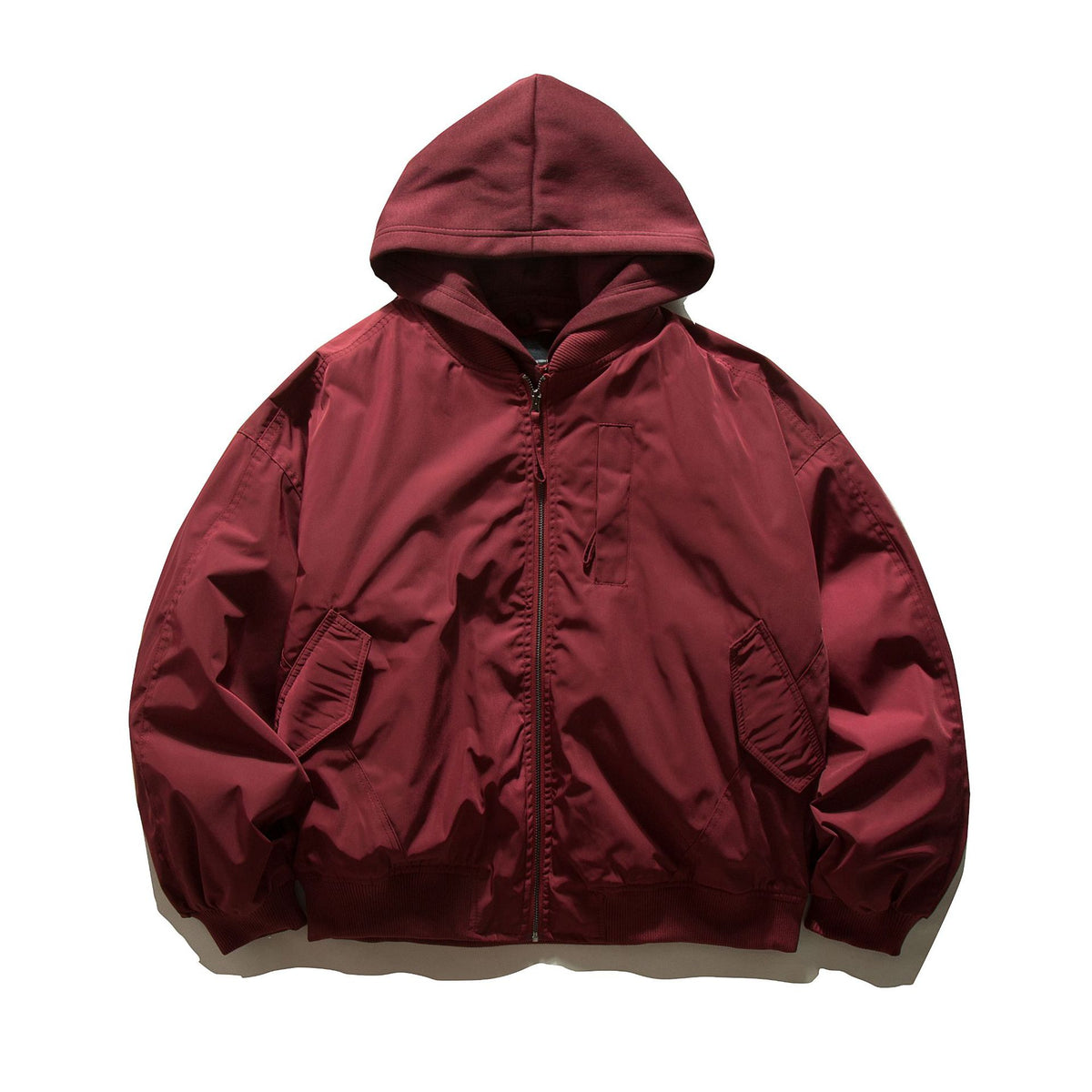 Men's Hooded Bomber Jacket in Pilot Style with Nylon Outer Material and Raglan Sleeves EVA-US