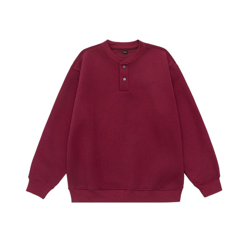 Unisex Loose-fitting sweatshirt with half-button placket and ribbed cuffs EVA-US