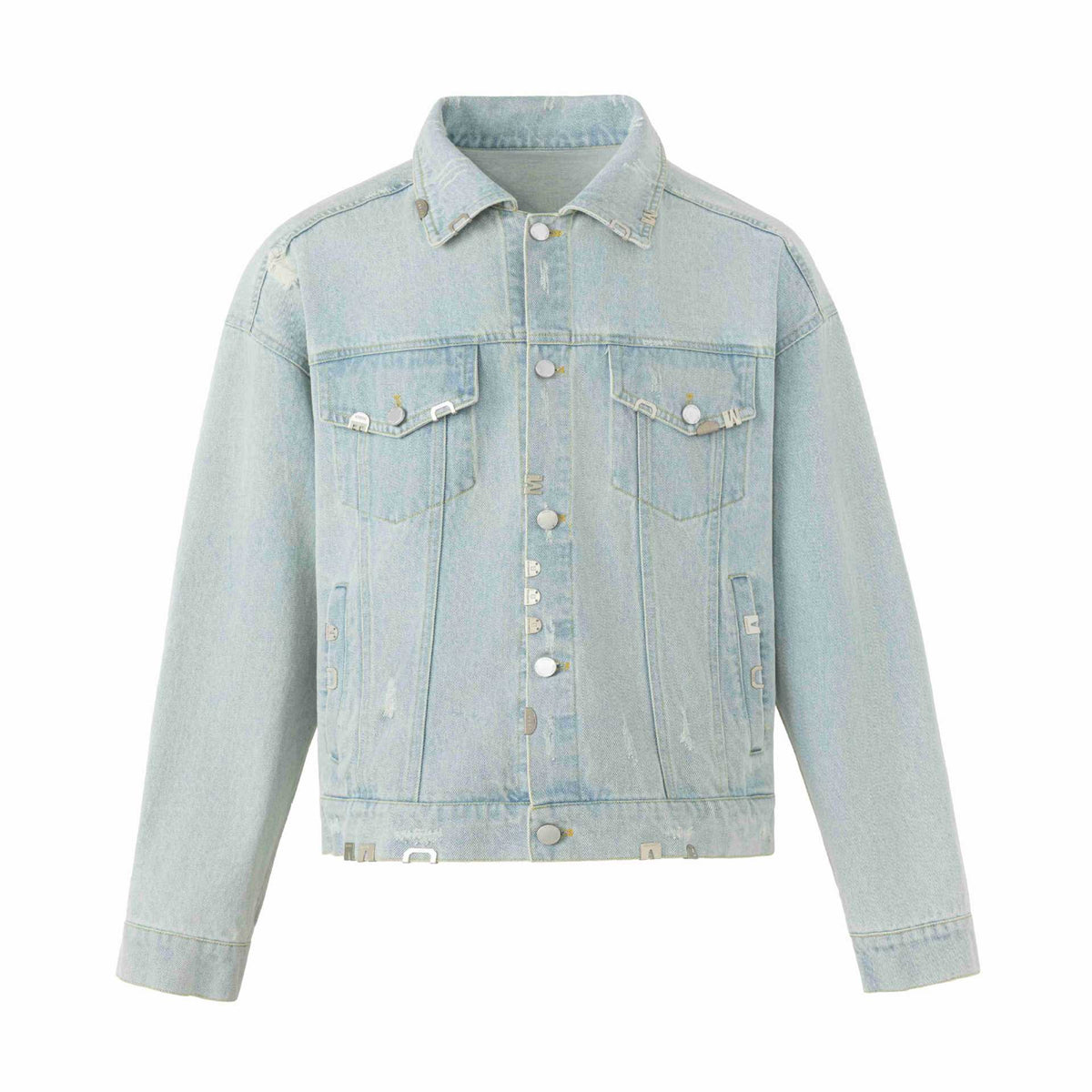 Unisex Castig tailored jeans jacket with logo studs and vintage washed effect EVA-US