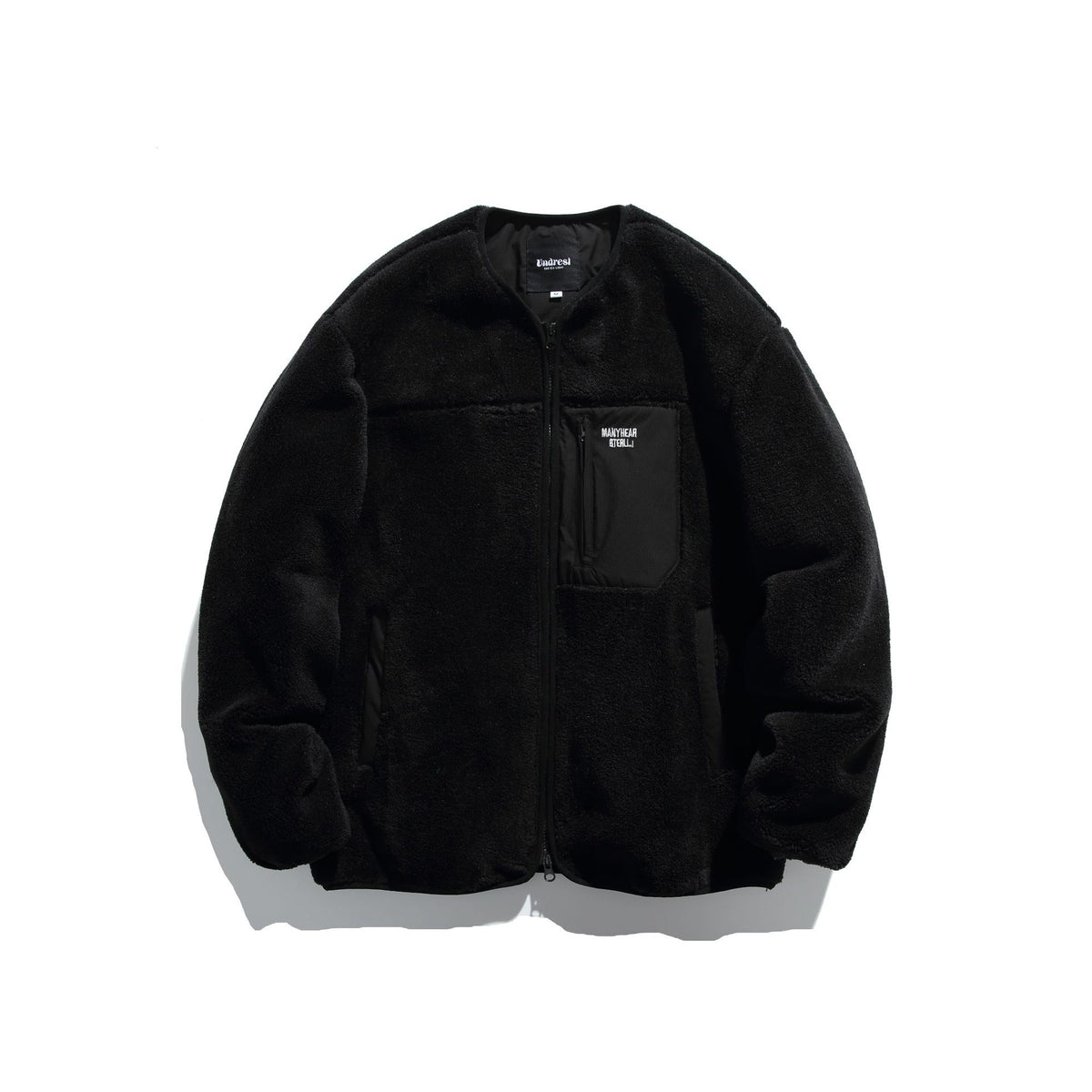 Unisex Short Cut Teddy Fleece Jacket with Nylon Chest Pocket and Full Zip EVA-US